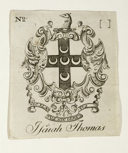 Exlibris para Isaiah Thomas (1749-1831), c. 1765-1770