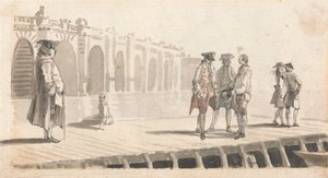 Un grupo de hombres en el muelle de Westminster