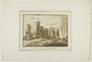 Castillo de Carey en Pembroke Shire, de Doce vistas en aquatinta de dibujos tomados en el lugar en Gales del Sur de Paul Sandby