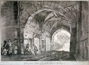 Puerta bajo la Galería de Imágenes de la Reina Isabel, Castillo de Windsor, Berkshire, 1812 de Paul Sandby