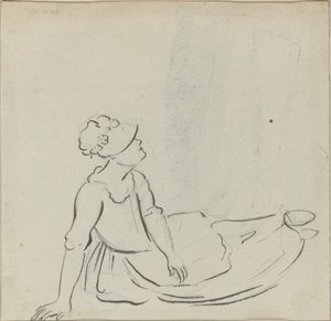 Niña con un sombrero reclinada [verso] de Paul Sandby