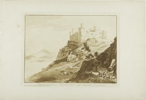 Castillo de Harlech en Merioneth Shire con Snowdon a lo lejos de Paul Sandby
