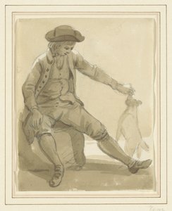 Niño jugando con un perro de Paul Sandby