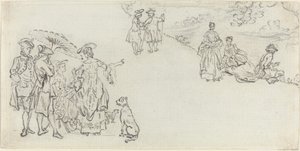Damas y caballeros en un parque campestre de Paul Sandby
