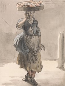 Gritos de Londres- Una Chica con una Cesta en la Cabeza (Luces para los Gatos, Hígado para los Perros) de Paul Sandby
