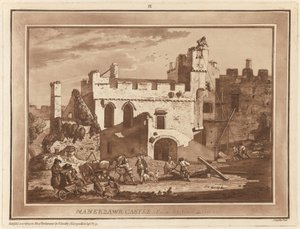 Castillo de Manerbawr desde el Patio Interior de Paul Sandby
