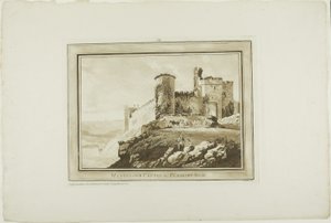 Castillo de Manerbawr en Pembroke Shire, de Doce vistas en aquatinta de dibujos tomados en el lugar en Gales del Sur de Paul Sandby