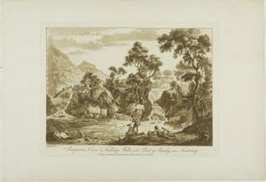 Molinos de Maíz y Fulling de Pengnern, con Pont y Pandy, Cerca de Festiniog de Paul Sandby