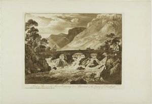 Pont y Pair sobre el río Conway arriba de Llanrwst en el condado de Denbigh de Paul Sandby