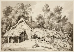 Casa de campo con tejado de paja de Paul Sandby
