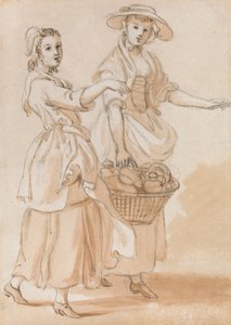 Dos niñas llevando una cesta de Paul Sandby