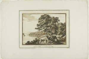 Vista del río Neath desde la casa en Briton Ferry en Glamorgan Shire, de Doce vistas en aguafuerte de dibujos tomados en el lugar en Gales del Sur de Paul Sandby