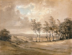 Vista de Hampstead Heath (acuarela sobre papel) de Paul Sandby