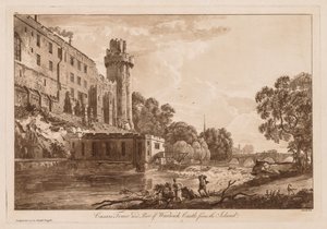 Vistas del castillo de Warwick: Torre de César y parte del castillo de Warwick desde la isla, 1776 de Paul Sandby
