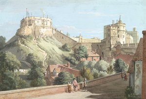 Castillo de Windsor: la Torre Redonda, la Corte Real y la Torre del Diablo desde la Vara Negra de Paul Sandby