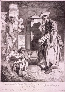 Mujer con un espectáculo raro, Gritos de Londres, 1760 de Paul Sandby