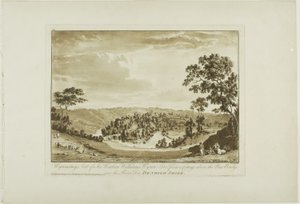 Wynnstay, residencia de Sir Watkin Williams Wynn Bart desde una cabaña sobre el nuevo puente sobre el río Dee, Denbigh Shire de Paul Sandby