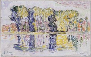 Grupo de árboles junto al agua de Paul Signac