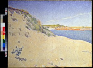 ""Mar de Saint Briac sur mer in Ille et villaine"" (La playa de Saint-Briac. Op. 212 (Orilla del mar de arena)) Pintura de Paul Signac (1863-1935) 1890 Puntillismo Dim. 65x81 cm Museo Pouchkine, Moscú