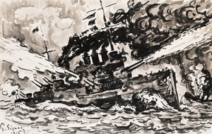 Acorazado combatiendo de Paul Signac