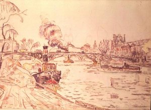 París con el Louvre y el Puente de las Artes