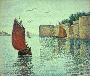 Barco sardinero y casco antiguo de Concarneau