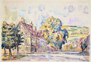 Calle con una casa con estructura en Normandía, c1925 de Paul Signac
