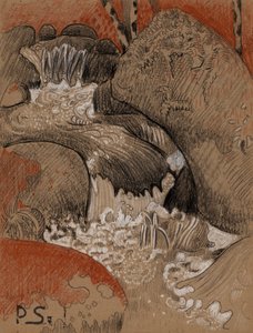 Rocas de Huelgoat, c.1892 (carboncillo, tiza roja y blanca) de Paul Sérusier