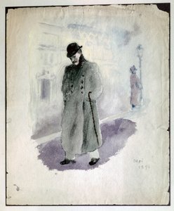 Paul VALERY: Autorretrato. 1894 (acuarela) de Paul Valery