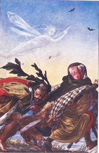 ¡Furia! ¡Furia! Ahí, tirano, ahí ¡Escucha! ¡Escucha!, ilustración de La Tempestad, 1908 de Paul Vincent Woodroffe