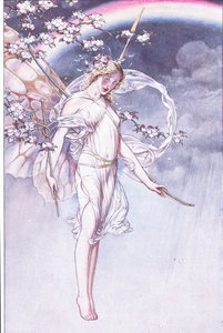 La Reina del cielo, cuyo arco acuoso y desordenado, espera el permiso de estos, ilustración de La Tempestad, 1908 de Paul Vincent Woodroffe