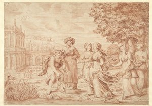 La hija del Faraón encuentra a Moisés en la cesta de las prisas de Paul van Somer (II)