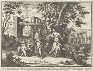 Procris y el Céfalo disfrazado Representaciones mitológicas en paisajes (título de la serie) de Paul van Somer (II)