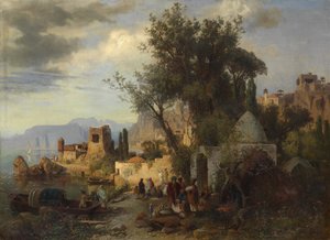 Atardecer junto al río Kura cerca de Tiflis de Paul von Franken