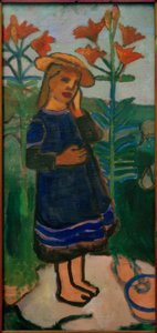 Elsbeth entre lirios de fuego de Paula Modersohn Becker