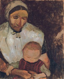 Mujer sentada con niño en su regazo de Paula Modersohn Becker