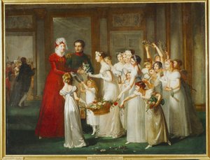 Llegada de la Archiduquesa María Luisa a la galería del castillo de Compiegne ...