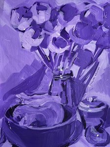 Naturaleza muerta floral en tonos morados de Pauline Wegman | Key and Sea Creative