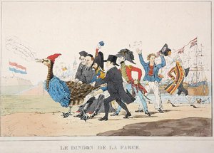 El chivo expiatorio: La intervención francesa de 1832 en Amberes (litografía) de Paulus Charles Gerard Poelman