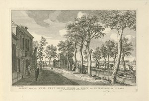 Vista del suroeste de Binnensingel (Zuidwal) en La Haya Vista del Zuid-West Binnen Cingel en Delft y Wateringen en La Haya (título sobre el objeto) Ocho caras en La Haya (título de la serie) de Paulus Constantijn la Fargue