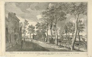 Vista del suroeste de Binnensingel (Zuidwal) en La Haya Vista del Zuid-West Binnen Cingel en Delft y Wateringen en La Haya (título sobre el objeto) Ocho caras en La Haya (título de la serie) de Paulus Constantijn la Fargue