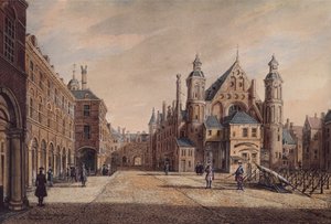Una Vista del Binnenhof, La Haya de Paulus Constantin La Fargue