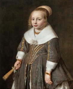 Retrato de una joven con un abanico en la mano de Paulus Hennekyn