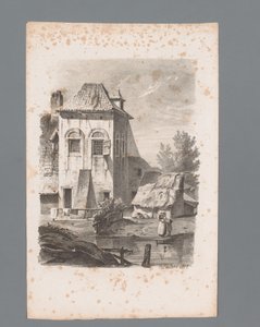 Vista de una casa en el agua Principios de los paisajes (título de la serie) Principios de paysages (título de la serie)