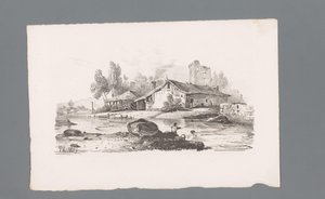Vista de una casa ubicada en un río Principios de los paisajes (título de la serie) Principios de paysages (título de la serie) de Paulus Lauters