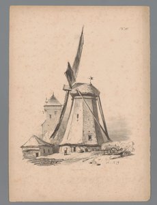 Vista de un molino de viento Estudios de paisaje de Paulus Lauters (título de la serie) Nouvelle suite de 40 études de paysages par P. Lauters (título de la serie) de Paulus Lauters