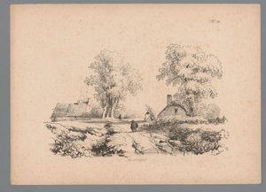 Paisaje con dos casas y dos figuras en un camino Estudios de paisaje de Paulus Lauters (título de la serie) Nouvelle suite de 40 études de paysages par P. Lauters (título de la serie) de Paulus Lauters