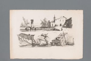 Dos caras en las casas Principios de los paisajes (título de la serie) Principios de paysages (título de la serie) de Paulus Lauters