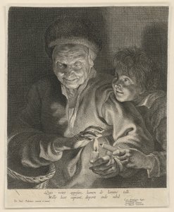 Anciana y niño con una vela de Paulus Pontius
