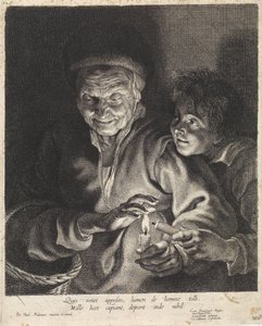 Anciana y muchacho con velas de Paulus Pontius